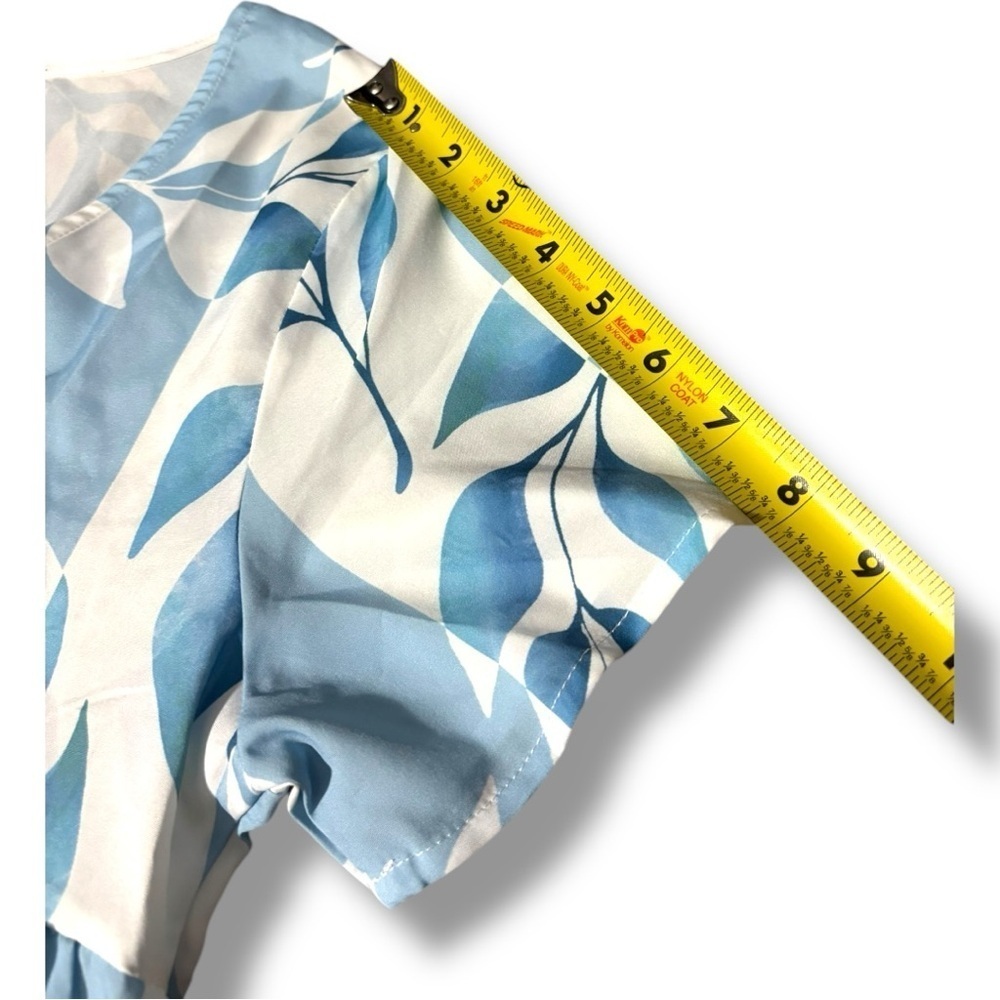 Made With Love Relax Fit Short Sleeve Empire Waist Blue/White Floral Maxi Dress - Picture 13 of 15